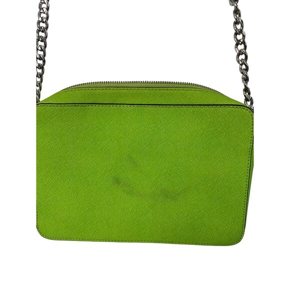 Michael Kors Green Saffiano Leather Crossbody Bag 9"x6"x2" GUC 8779 - Picture 7 of 11